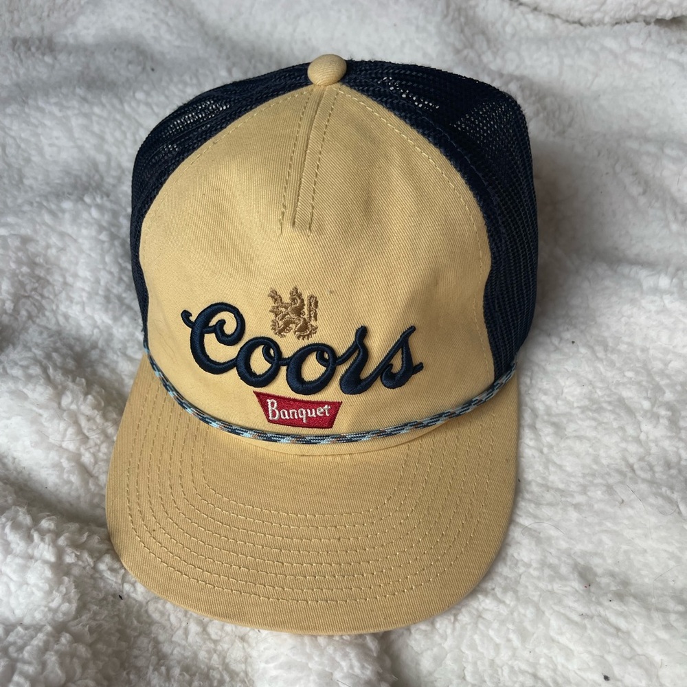 Coors Banquet Two-Tone Trucker Hat in Yellow and Navy